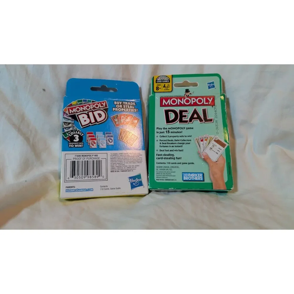 Monopoly Bid and Monopoly Deal Card Game Combo